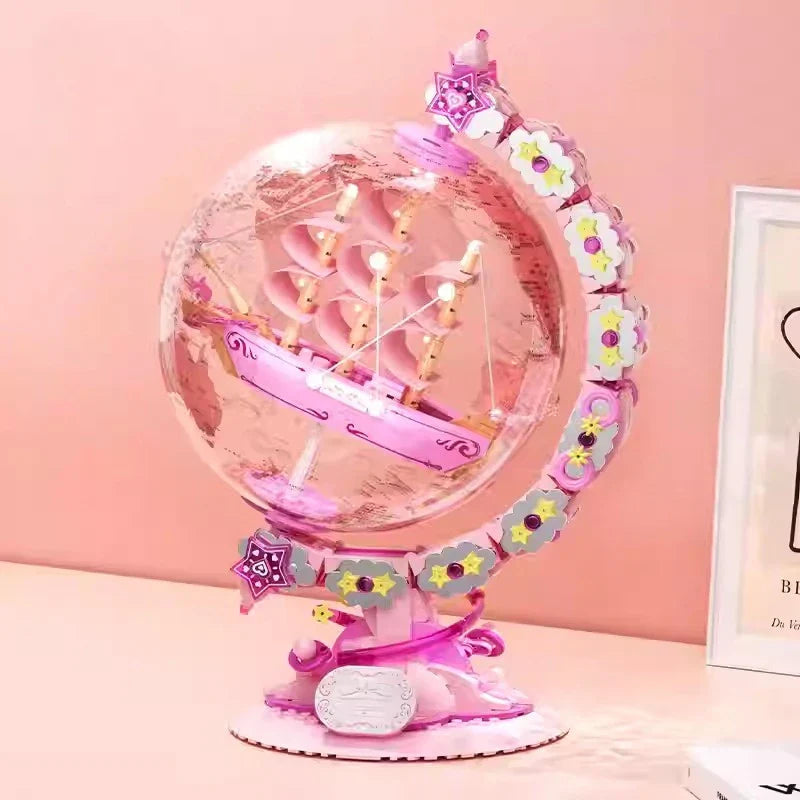 Sikunuo | Fantasy Dream Pink Sailboat Globe Decor