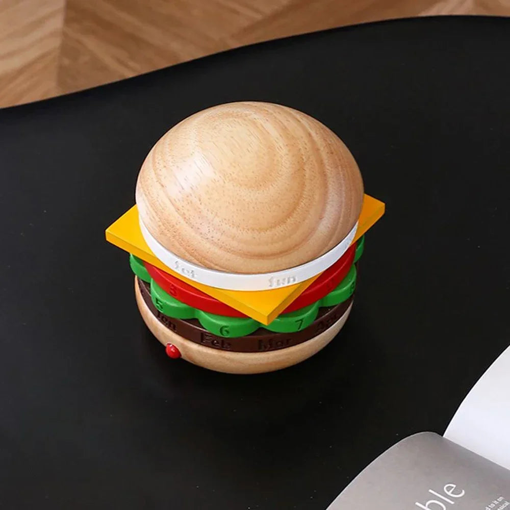Sikunuo | Rotating Wooden Hamburger Decorative Calender