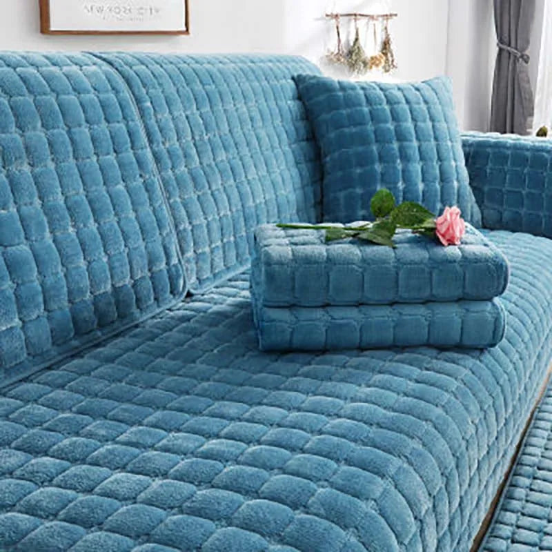 Sikunuo | Cozy Soft Thick Plush Non-Slip Sofa Cover