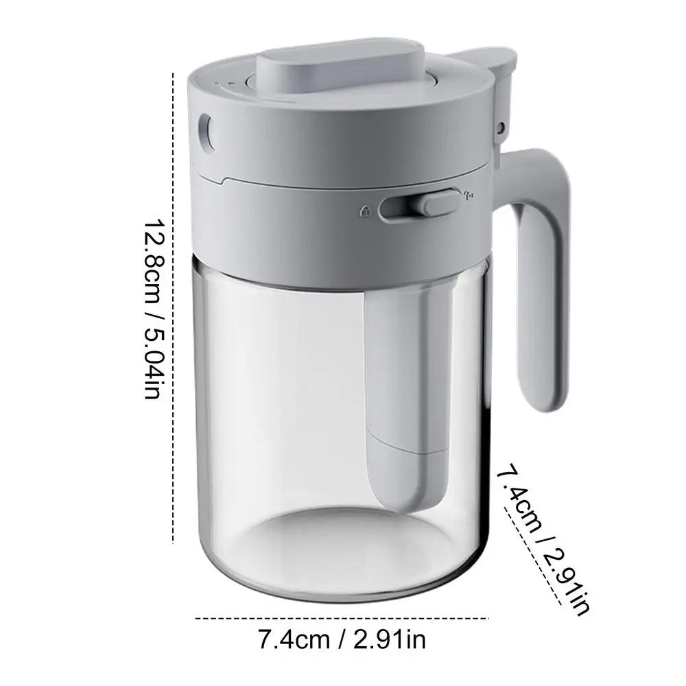 Sikunuo | Transparent Glass Lockable Airtight  Seasoning Jar with Spoon