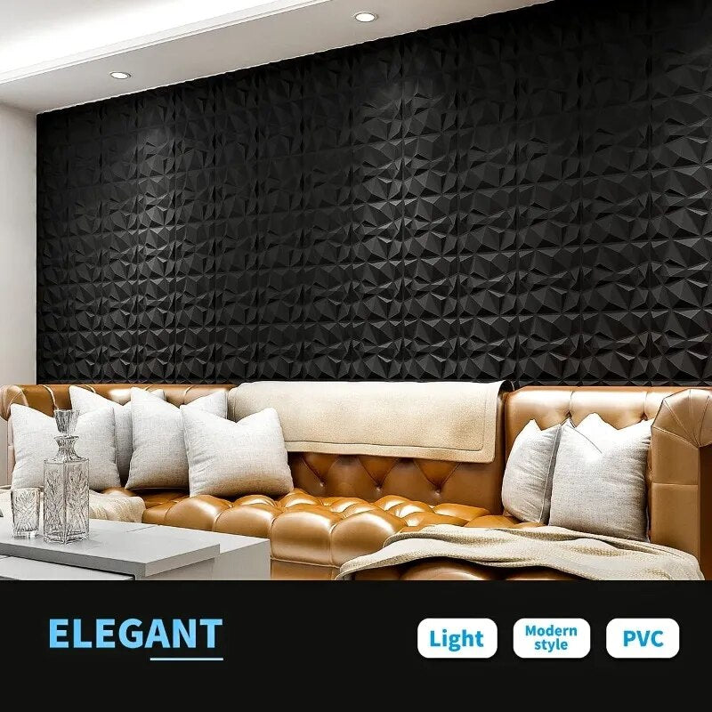 Sikunuo | 3D Diamond Design Decorative Matt Wall Panel Stickers