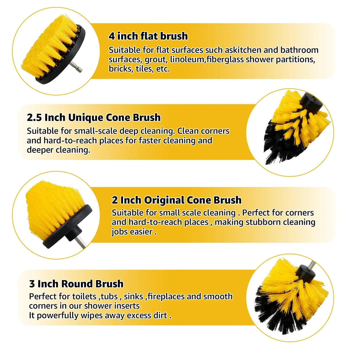 Sikunuo | 5PCS Electric Drill Attachment Ultimate Cleaning Brush Kit