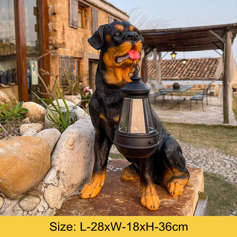 Sikunuo | Solar-Powered Outdoor Resin Dog Statue Lamp