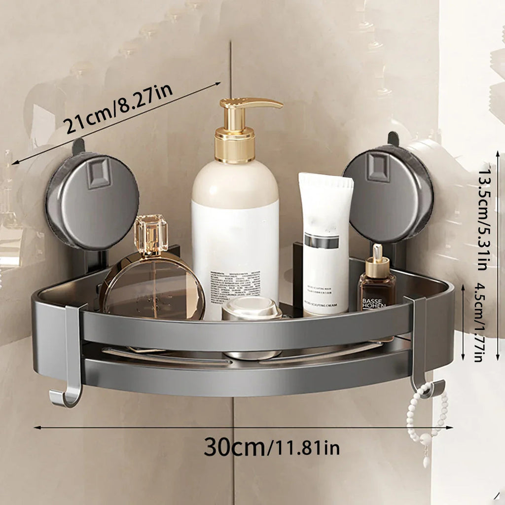 Sikunuo | No-Drill Suction Powered Corner Bathroom Organizer