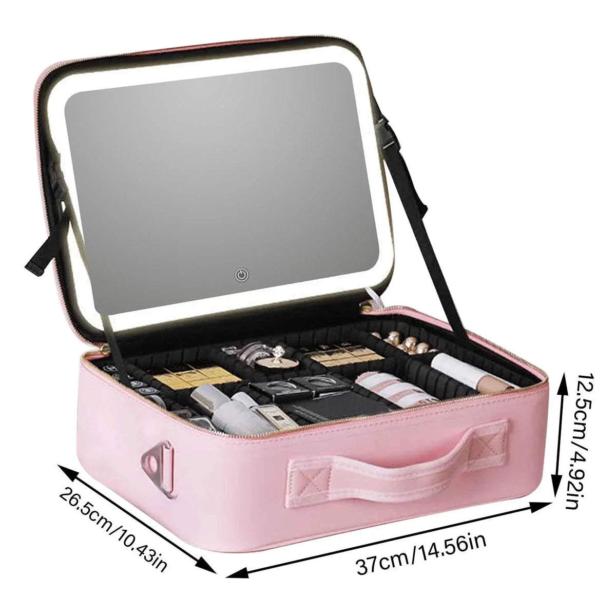 Sikunuo | Travel Cosmetic Case LED Mirror Makeup Bag