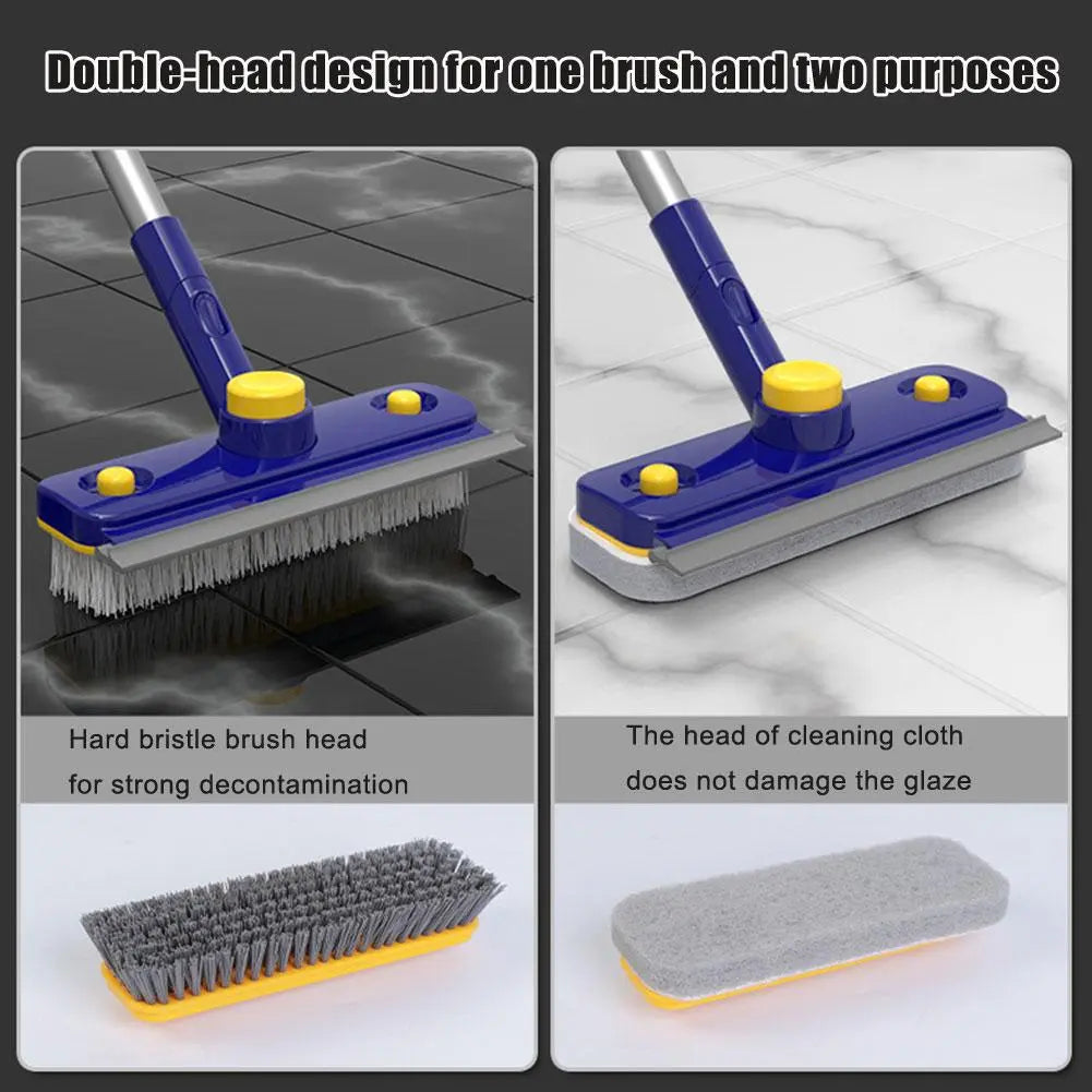 Sikunuo | 2in1 V-Shaped Long Handle Floor Scrub Edge Cleaner Brush