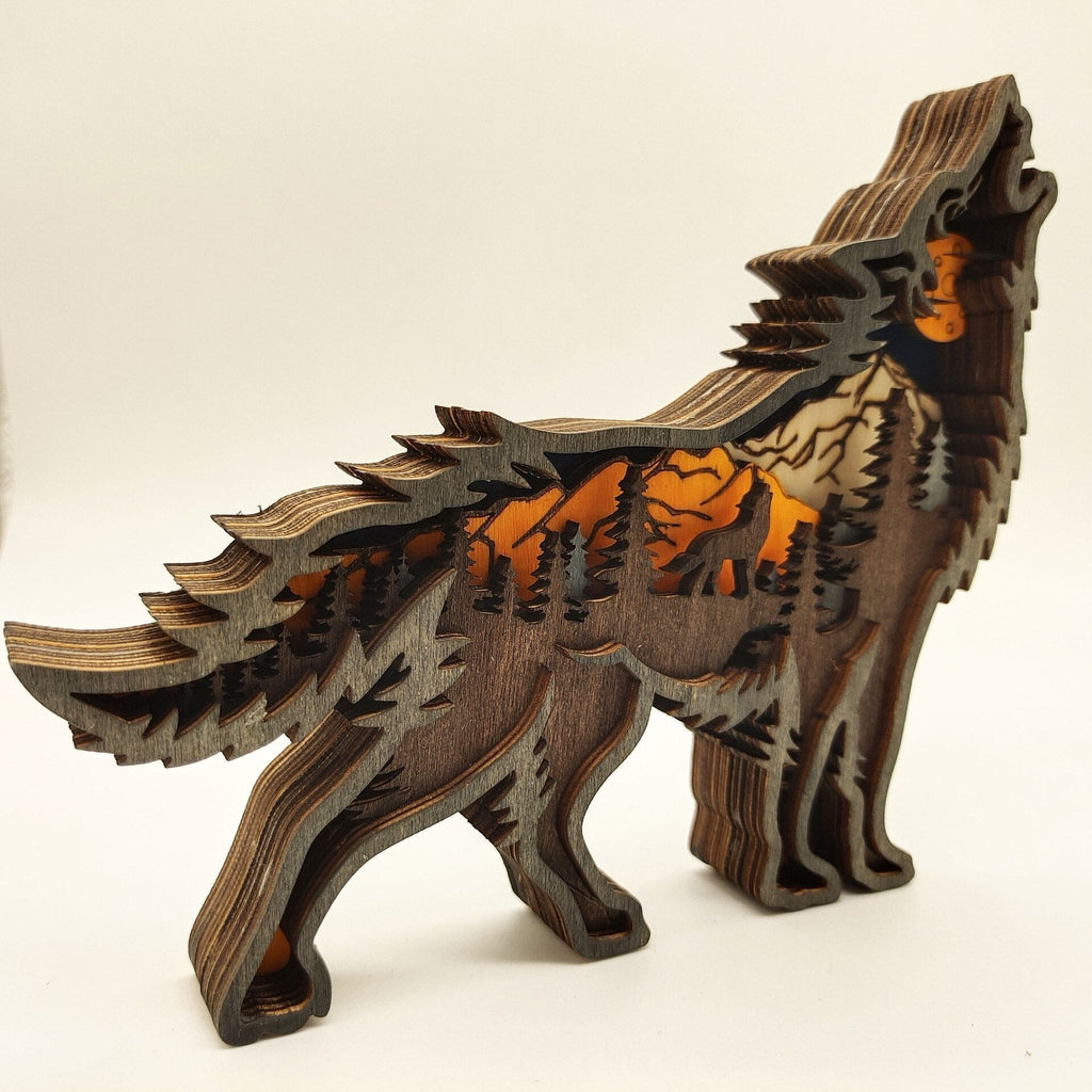 Sikunuo | Nightglow Wooden Craft Wolf Decor