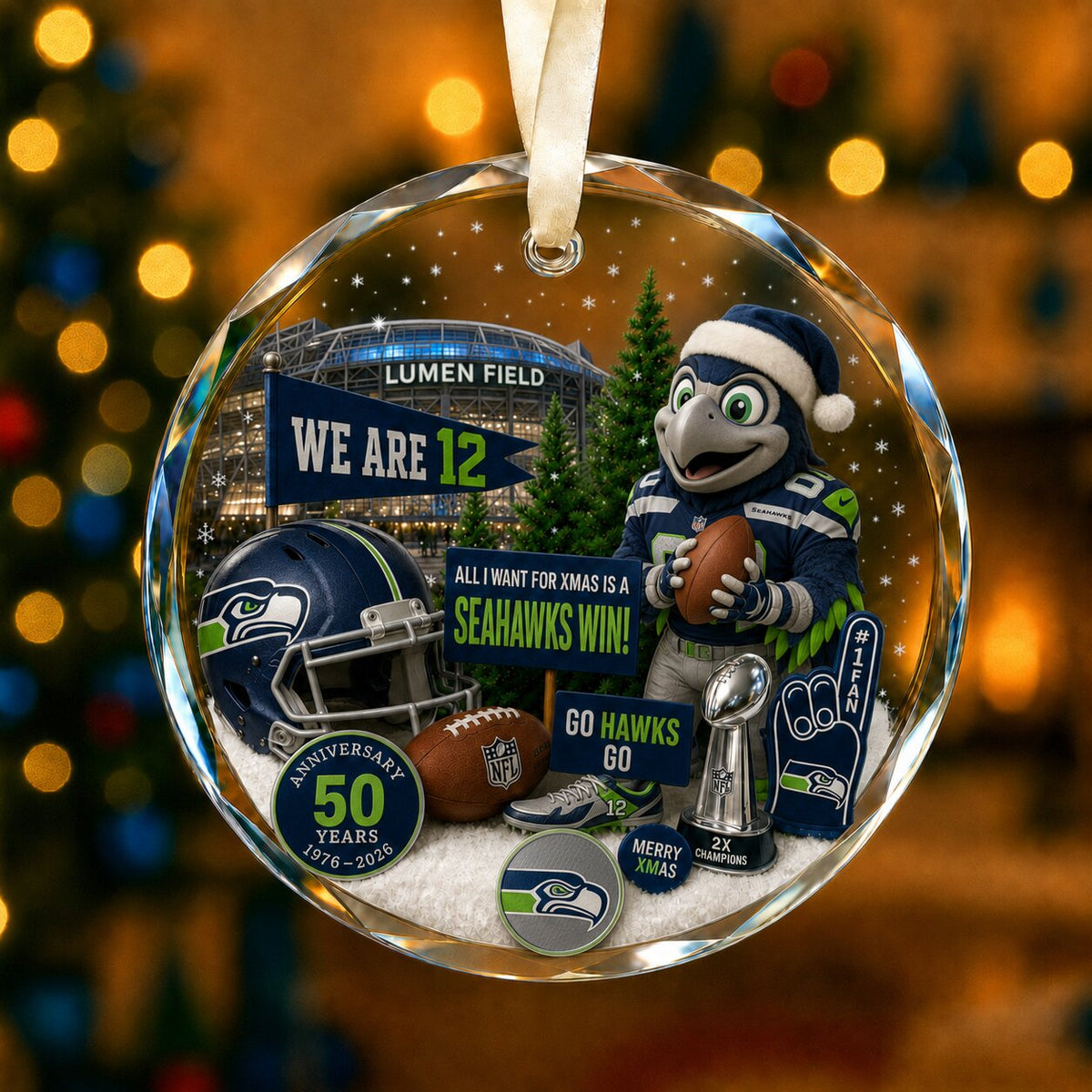 Football Team Acrylic Christmas Ornament