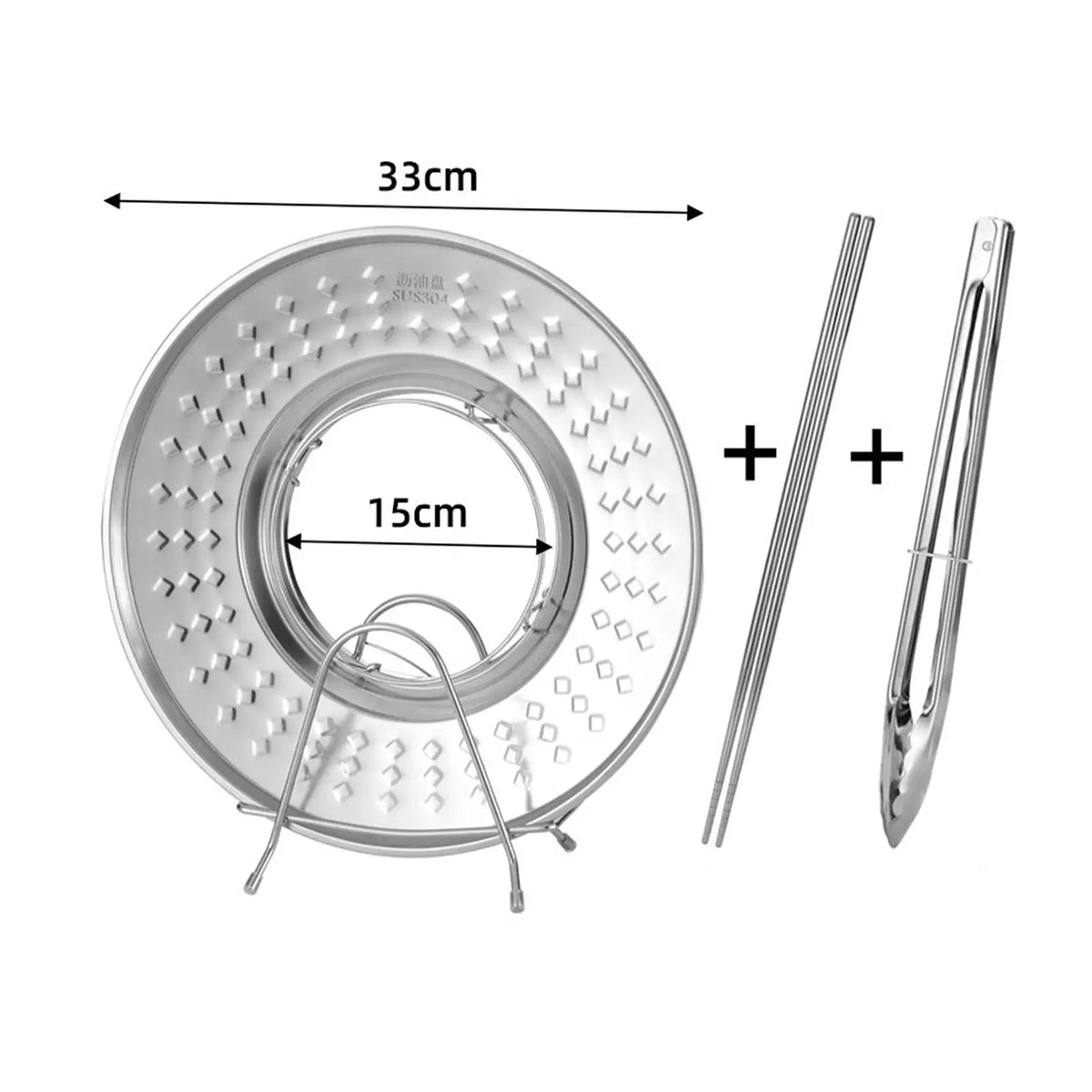 Sikunuo | Splashproof Frying Oil Filter Tray Kitchen Strainer Rack