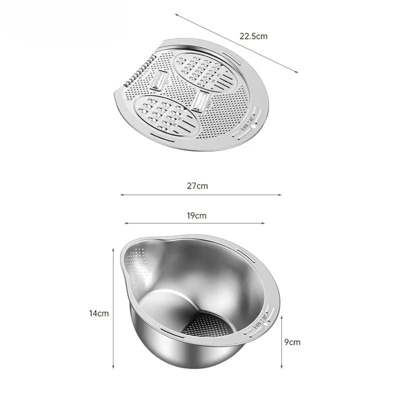 Sikunuo | All-in-One Stainless Steel Kitchen Drain Slicer Bowl