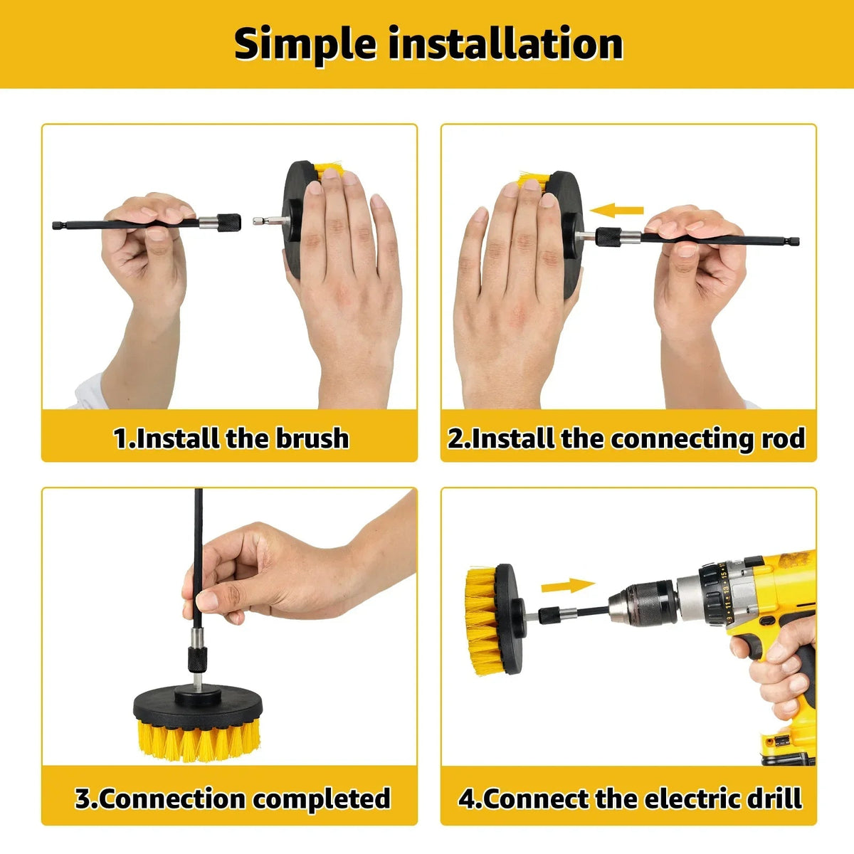 Sikunuo | 5PCS Electric Drill Attachment Ultimate Cleaning Brush Kit