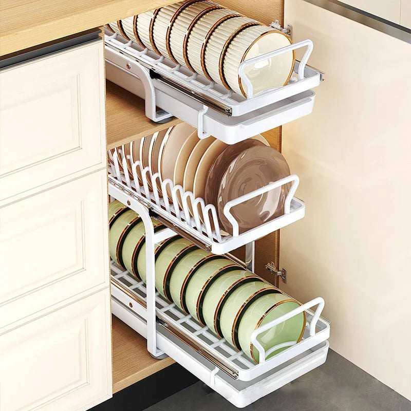 Sikunuo | Kitchen Cabinet Sliding Storage Dish Rack