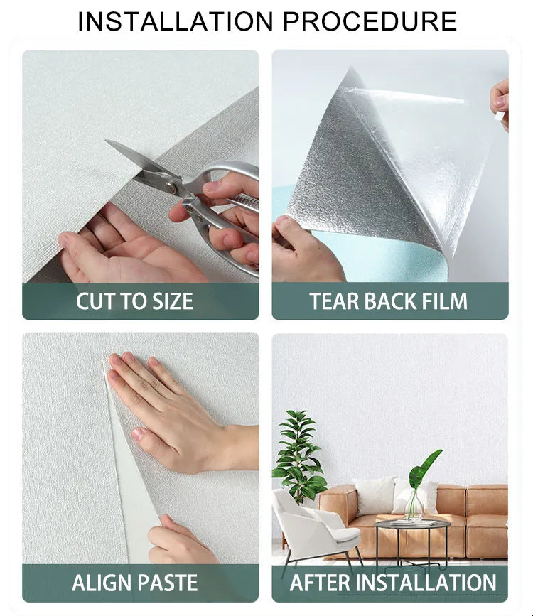 Sikunuo | 3D Linen Self-Adhesive Waterproof Wall Sticker