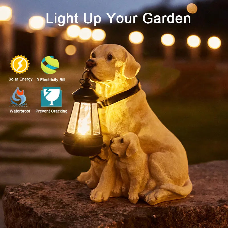 Sikunuo | Solar-Powered Outdoor Resin Dog Statue Lamp