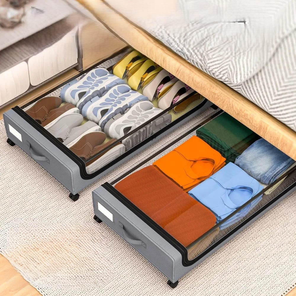 Sikunuo | Underbed Storage Stackable Wheeled Box Organizer