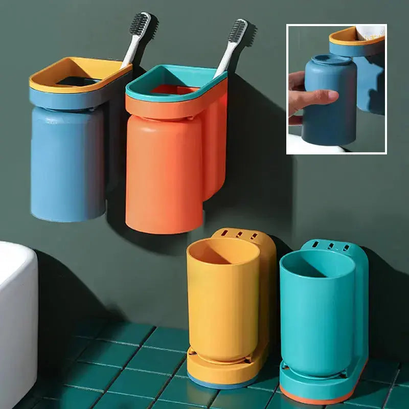 Sikunuo | Wall-mounted adhesive toothbrush holder – stress-free & tidy storage