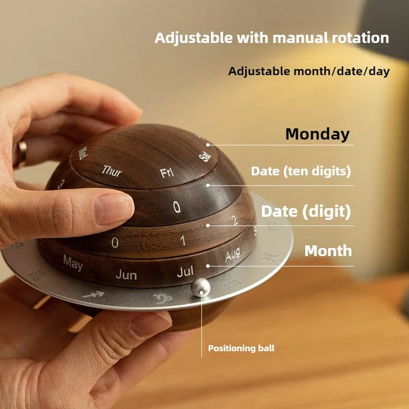 Sikunuo | Cosmic Cycle Minimalist Rotating Wooden Calendar