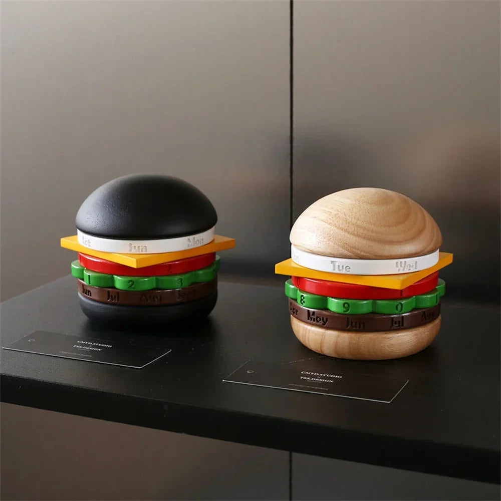 Sikunuo | Rotating Wooden Hamburger Decorative Calender
