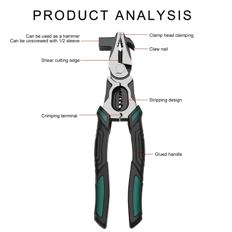 Sikunuo | Heavy-Duty Industrial Precision Multifunctional Pliers Hammer