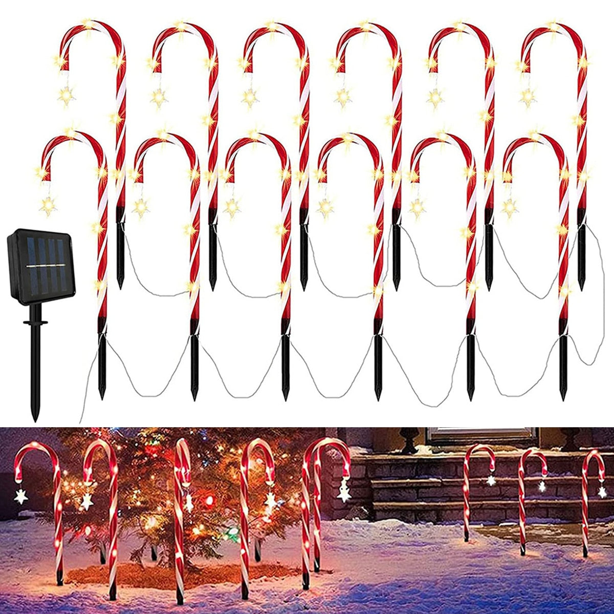 Sikunuo | Candy Cane Lane LED Solar Lamp