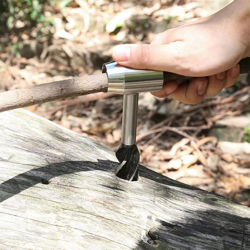 Sikunuo | Bushcraft Hand Drill FerroDrill | Outdoor Survival Tool | Robust Carbon Steel | 16.5 cm
