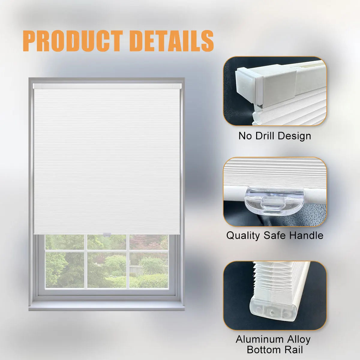 Sikunuo | Blackout No-Drill Cordless Honeycomb Blinds