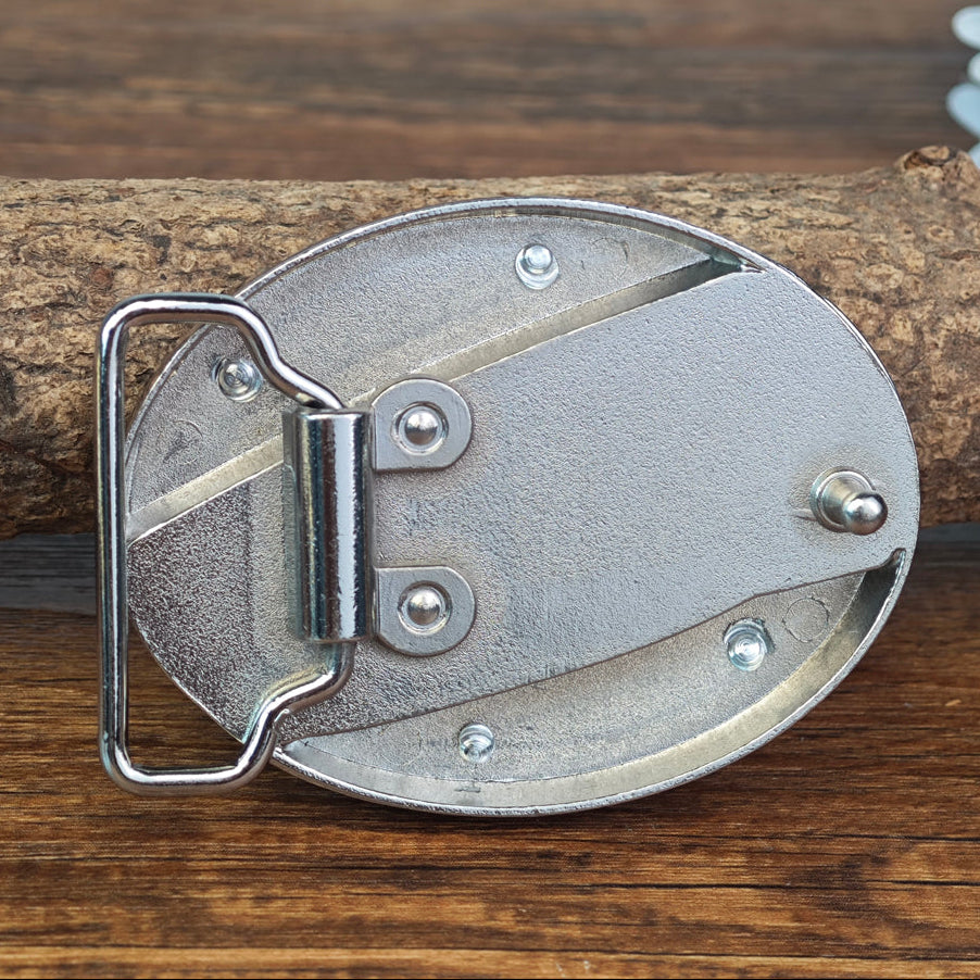 Daisy Flower Oval Western Belt Buckle White