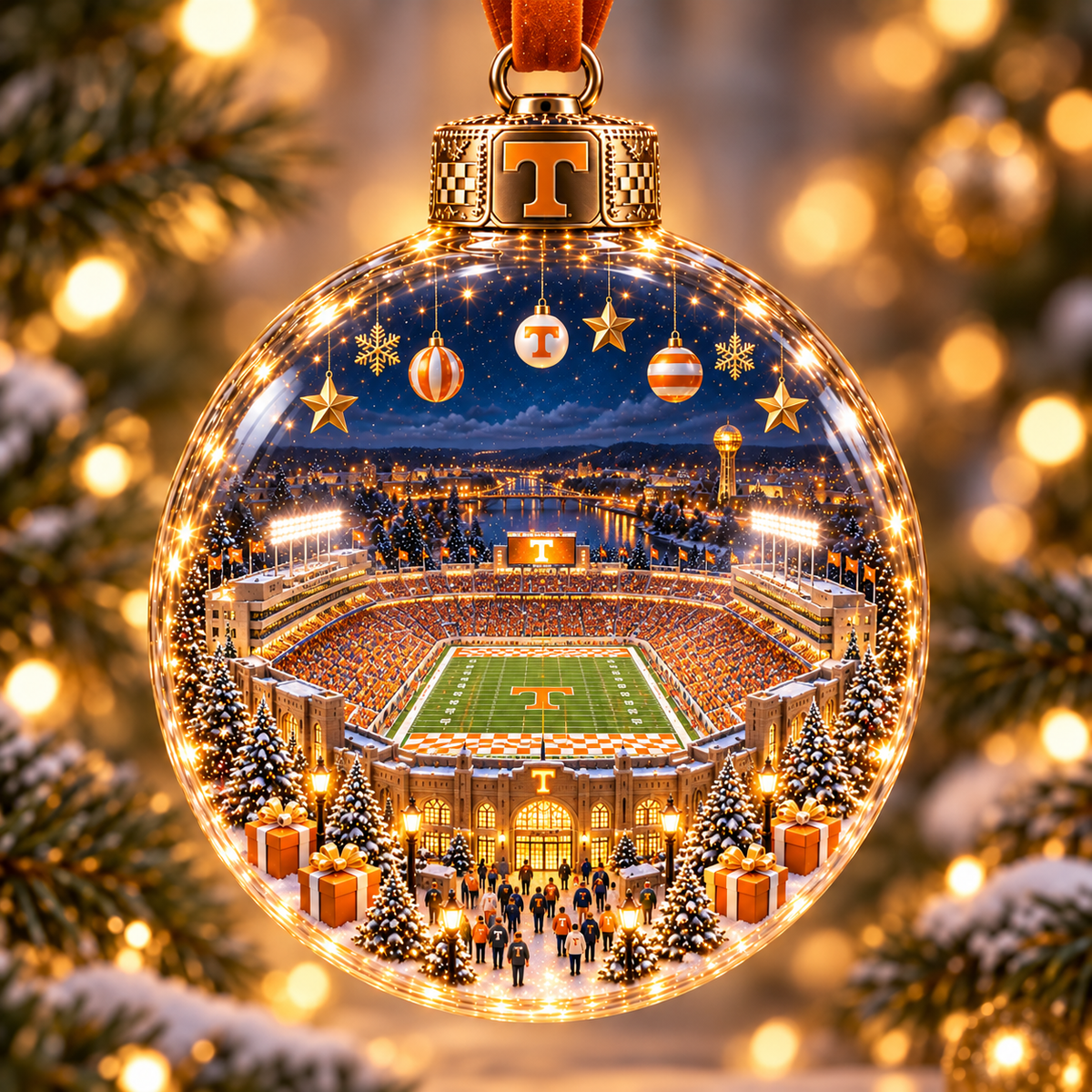 Game Day Glow – Light-Up Football Stadium Christmas Ornament