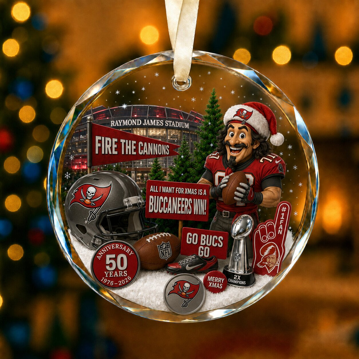Football Team Acrylic Christmas Ornament