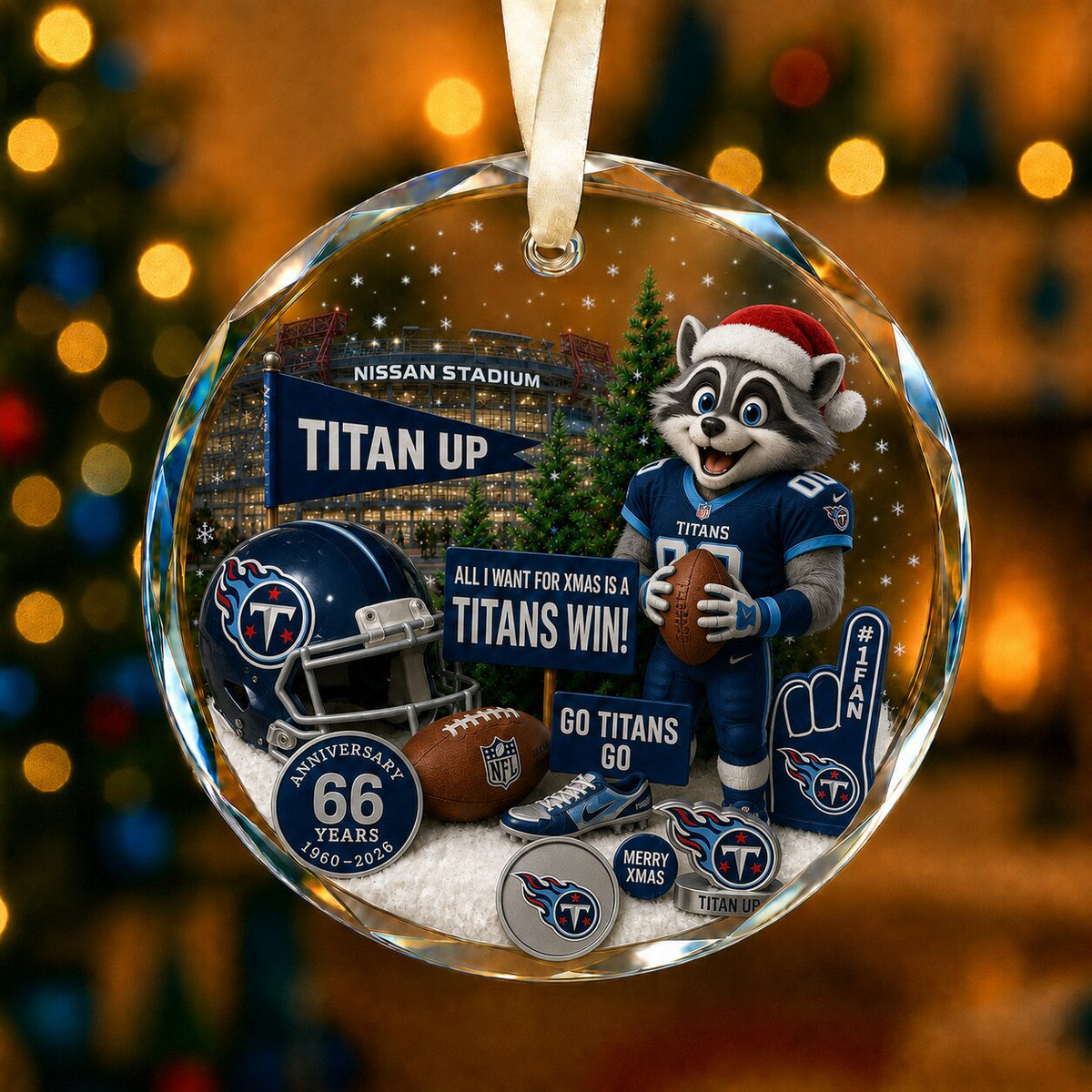 Football Team Acrylic Christmas Ornament