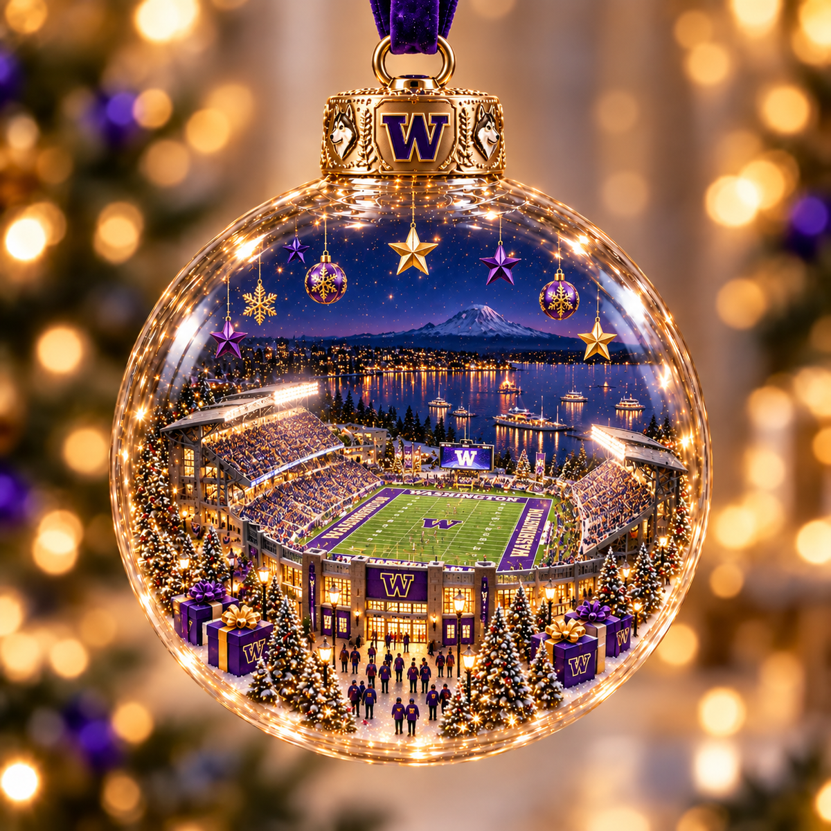 Game Day Glow – Light-Up Football Stadium Christmas Ornament