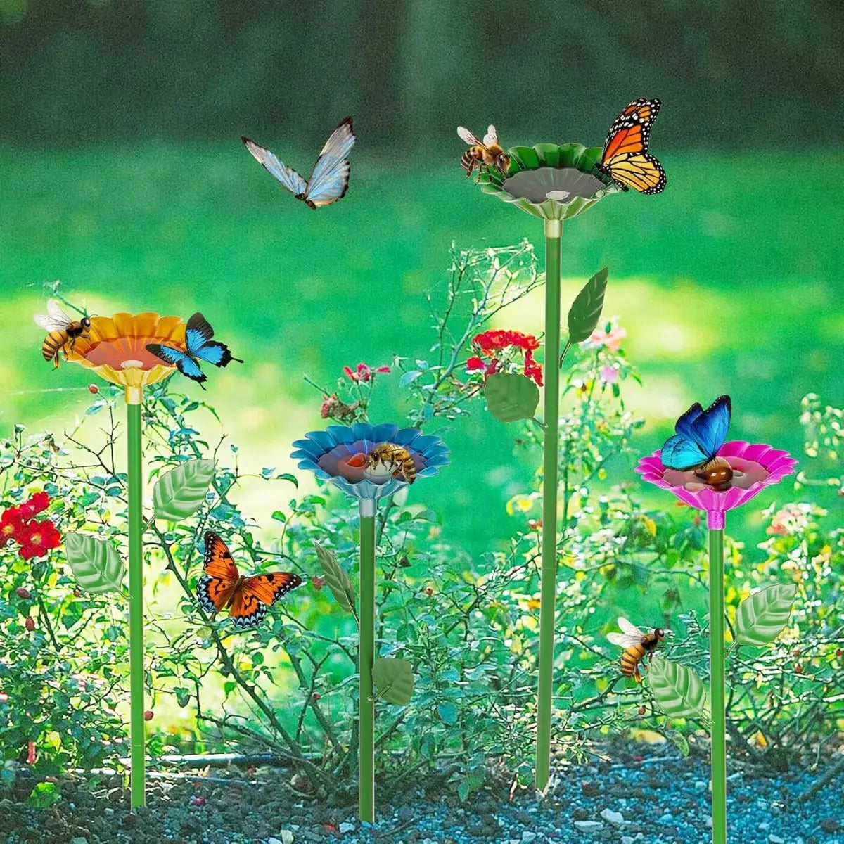 Sikunuo | Colorful Water Troughs – Attracts Bees & Butterflies to Your Garden (4 Pieces)