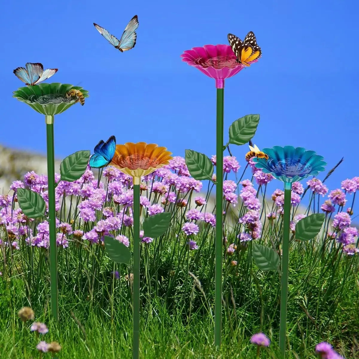 Sikunuo | Colorful Water Troughs – Attracts Bees & Butterflies to Your Garden (4 Pieces)