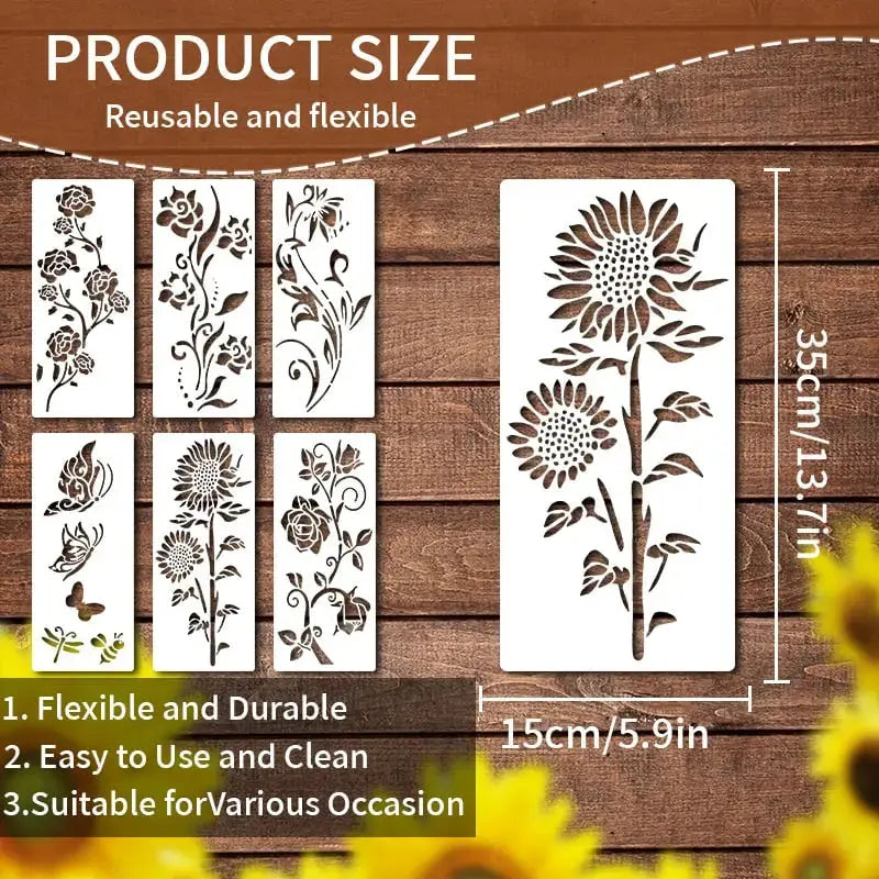 Sikunuo | Flower Stencil Set – Reusable for Wood, Walls & Fences