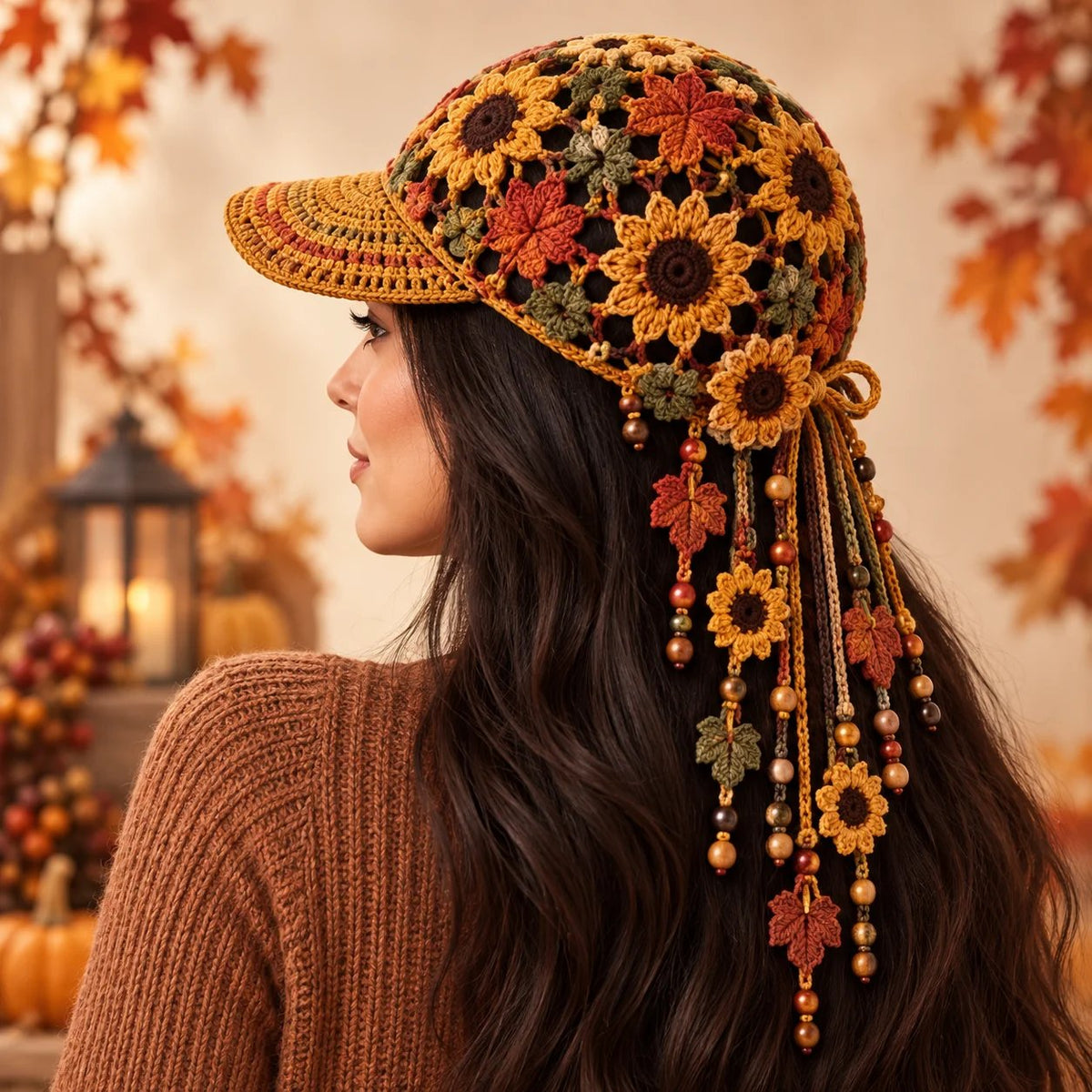 Women’s Handmade Crochet Autumn Baseball Cap