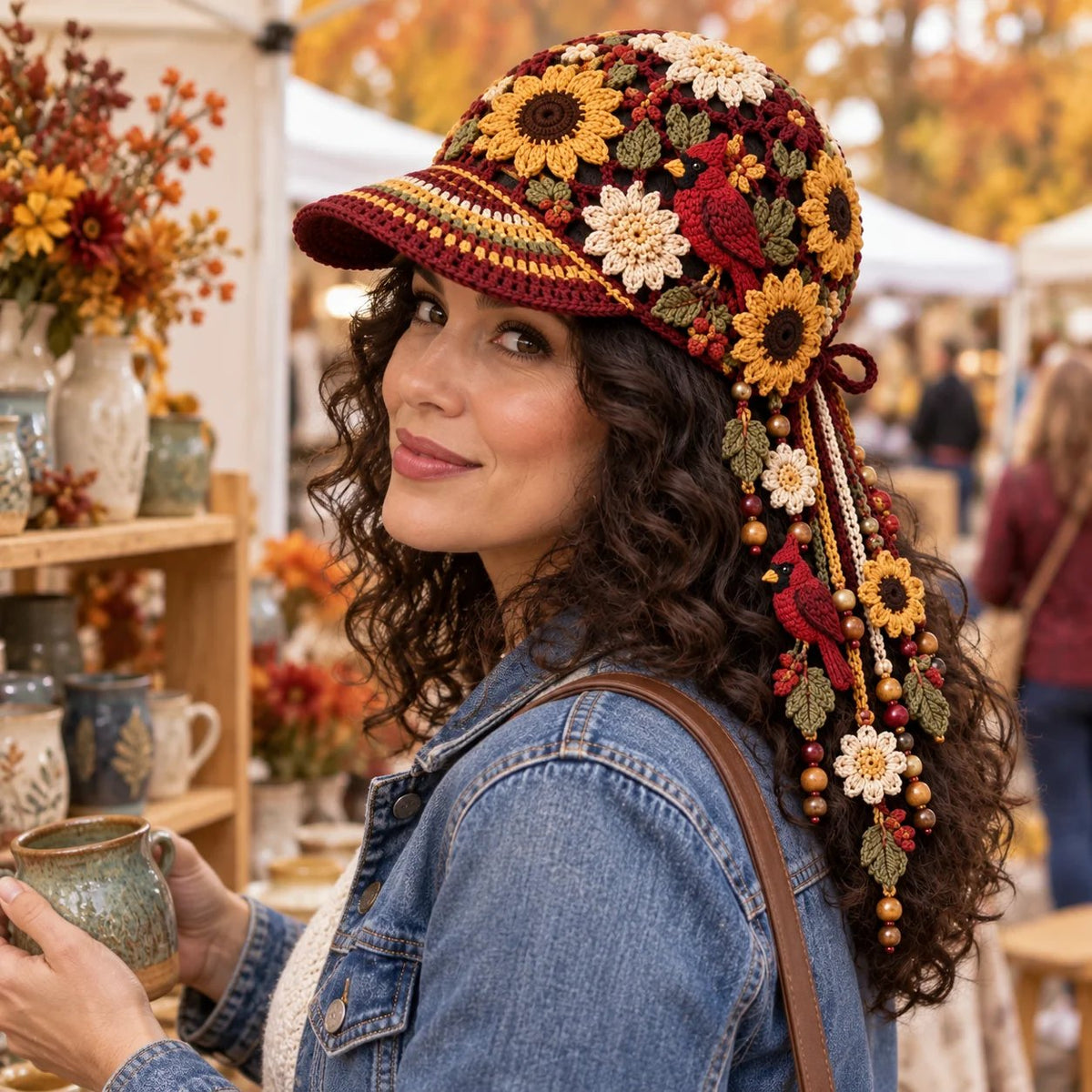 Women’s Handmade Crochet Autumn Baseball Cap