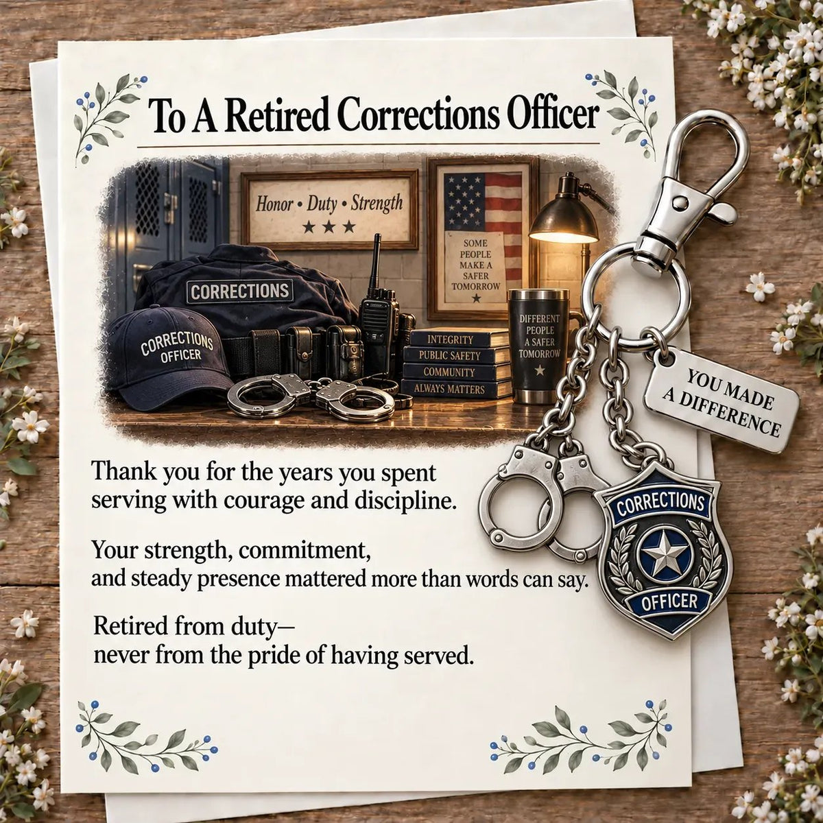 You Make a Difference Retirement Gift Set – Keychain & Card