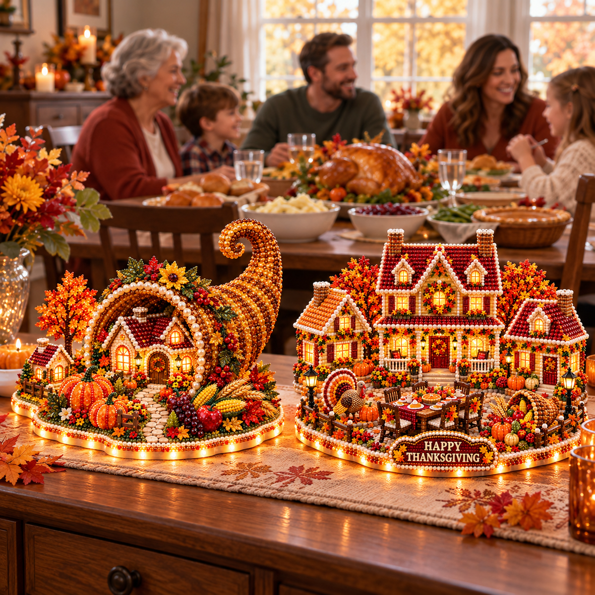 DIY Sparkling Autumn Village — 3D Diamond Art Decoration Kit
