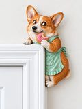 Adorable Corgi Door Frame Decor Funny Corner Wall Art