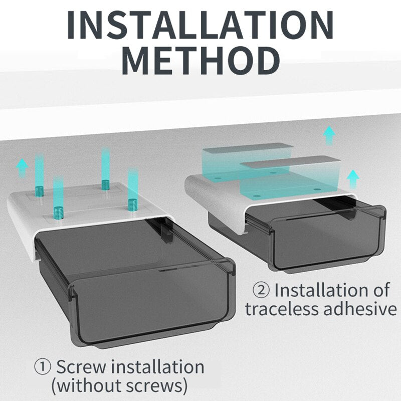 Sikunuo | Office Friendly Self-Adhesive Hidden Transparent Drawer