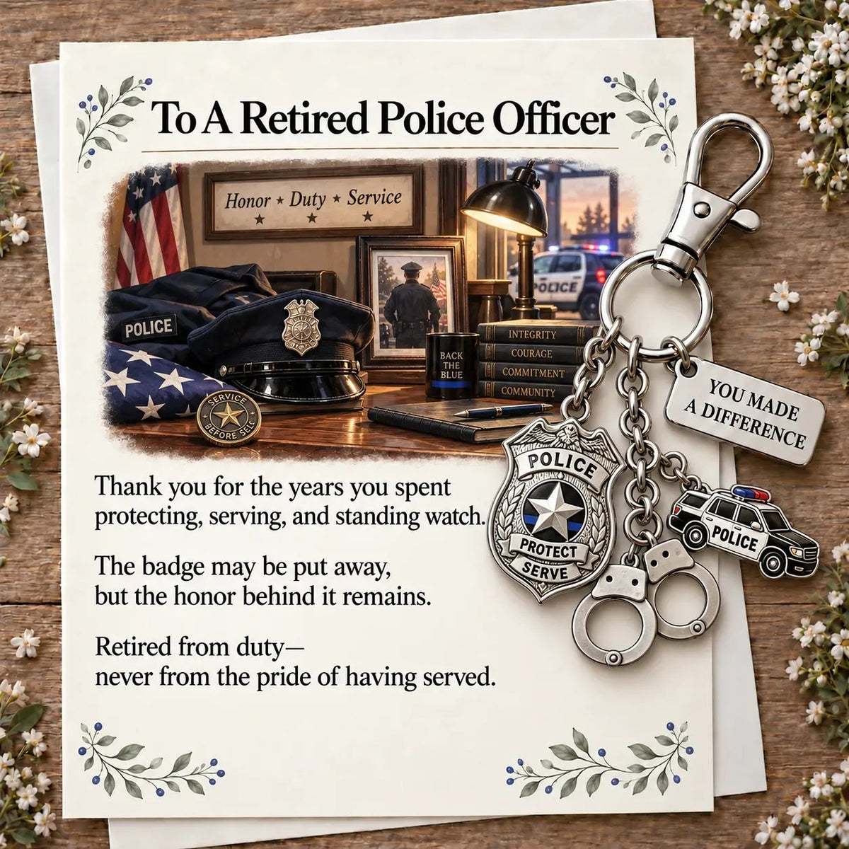 You Make a Difference Retirement Gift Set – Keychain & Card