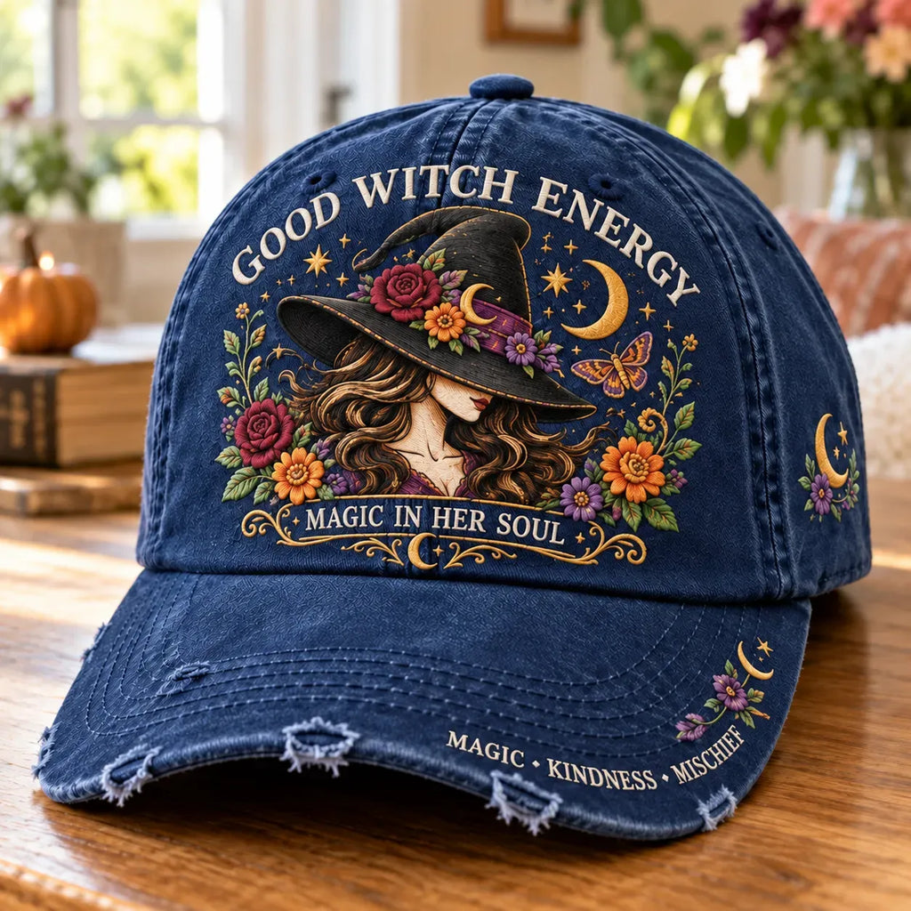 Good Witch Energy Floral Witch Baseball Cap