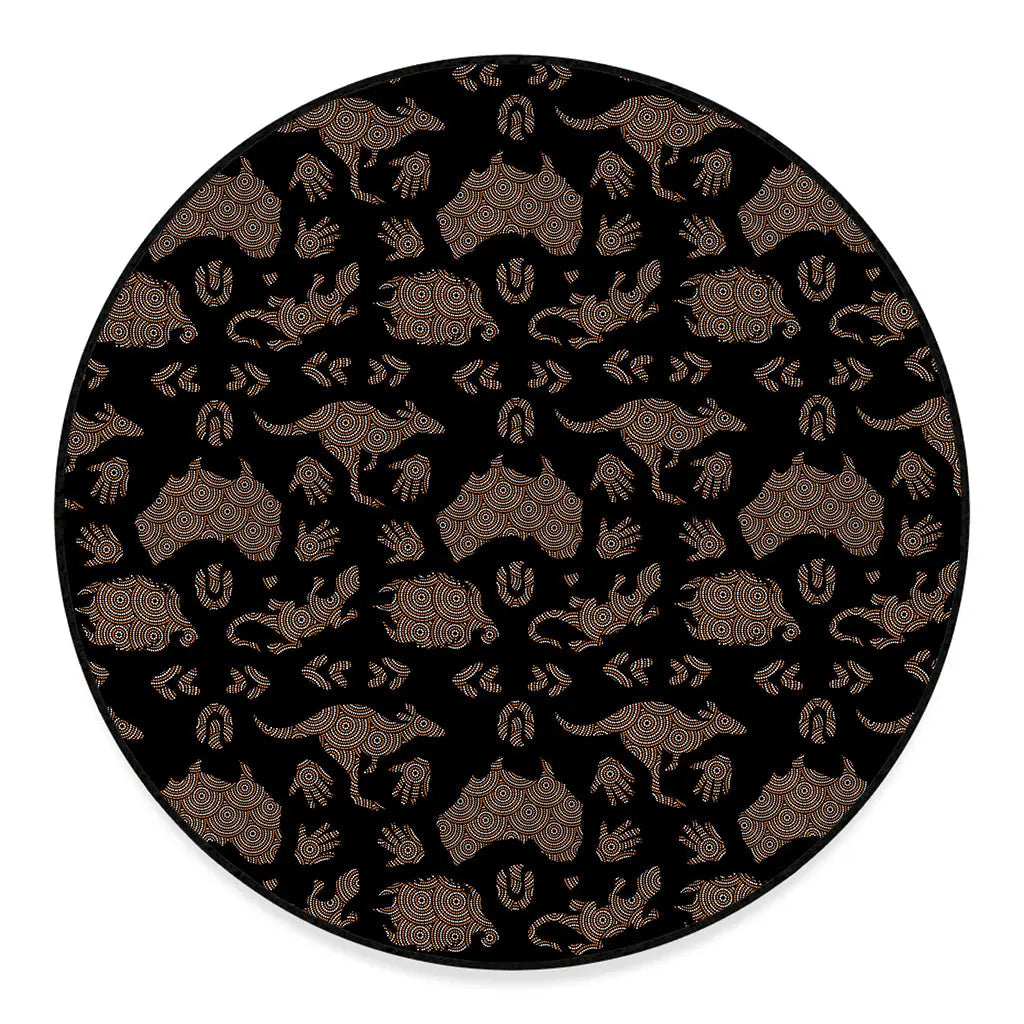 Aboriginal Australian Pattern Print Round Floor Mat