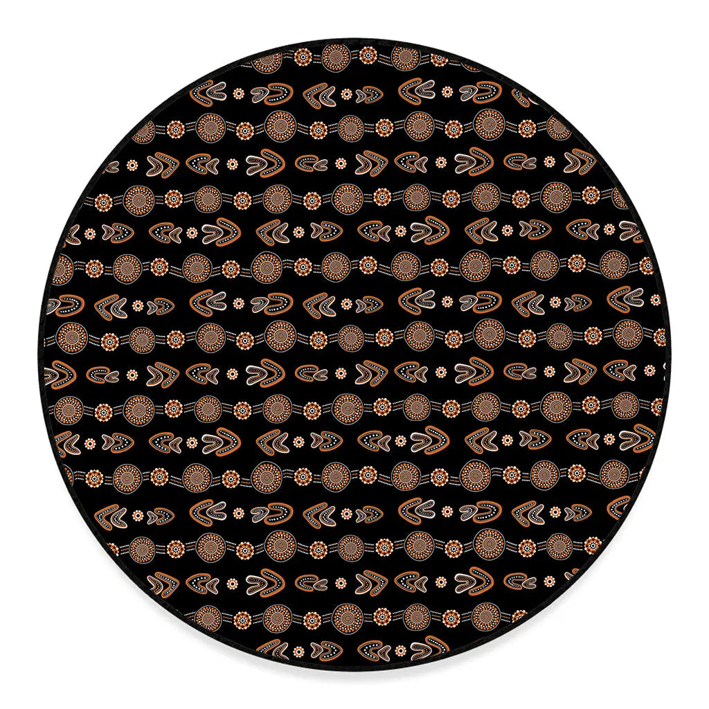 Aboriginal Boomerang Pattern Print Round Floor Mat