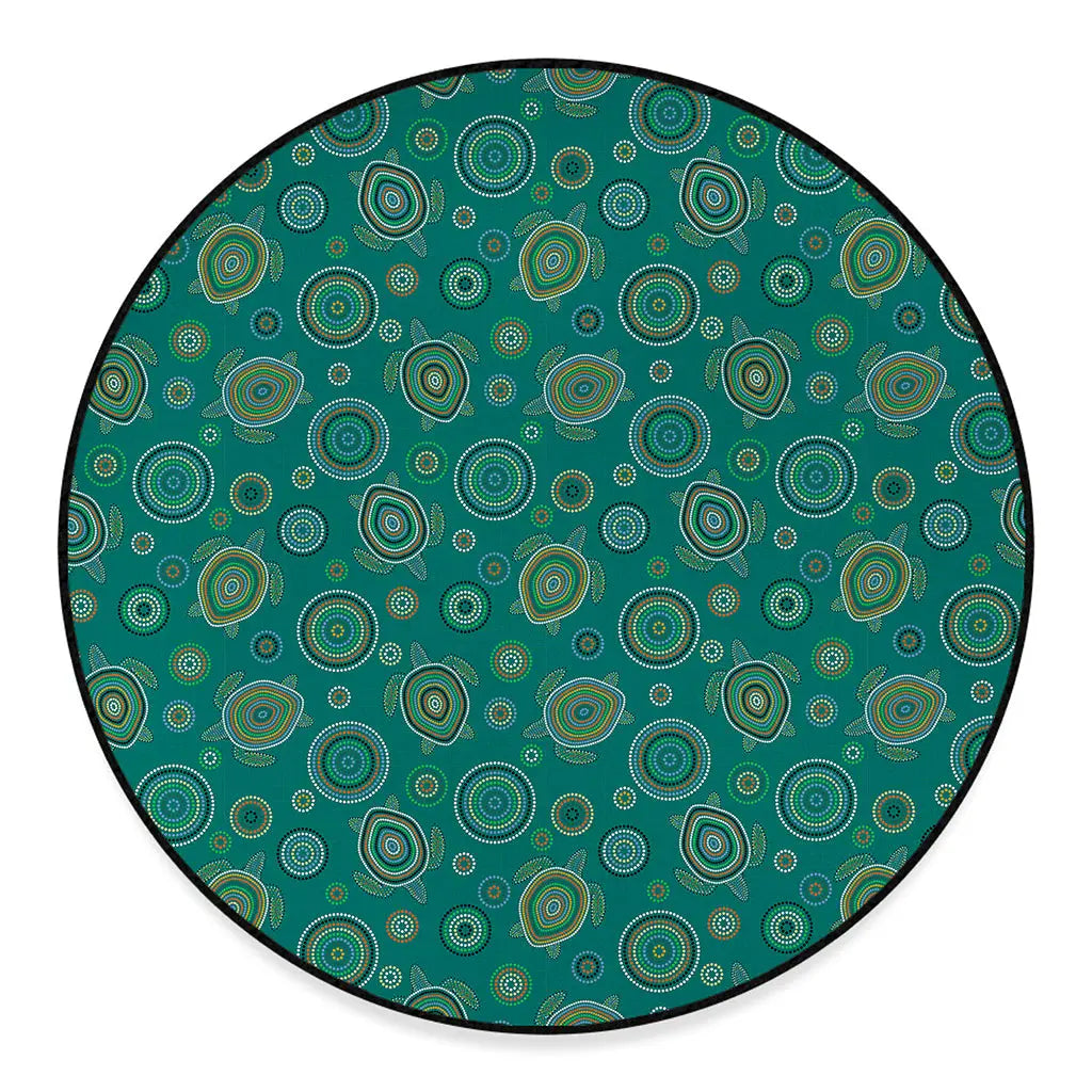 Aboriginal Sea Turtle Pattern Print Round Floor Mat