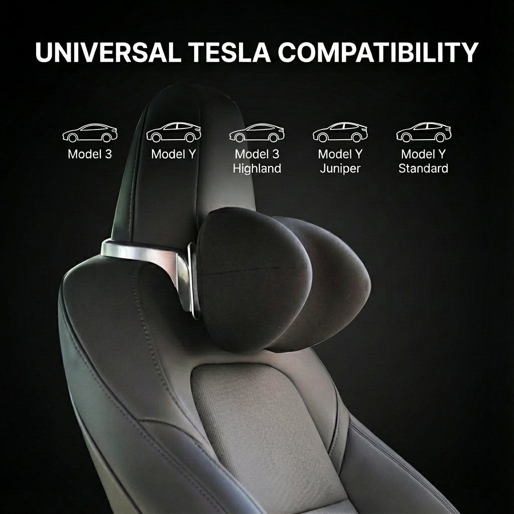 Adjustable SPA Memory Foam Headrest - 10cm Vertical Adjustment for Model 3/Y