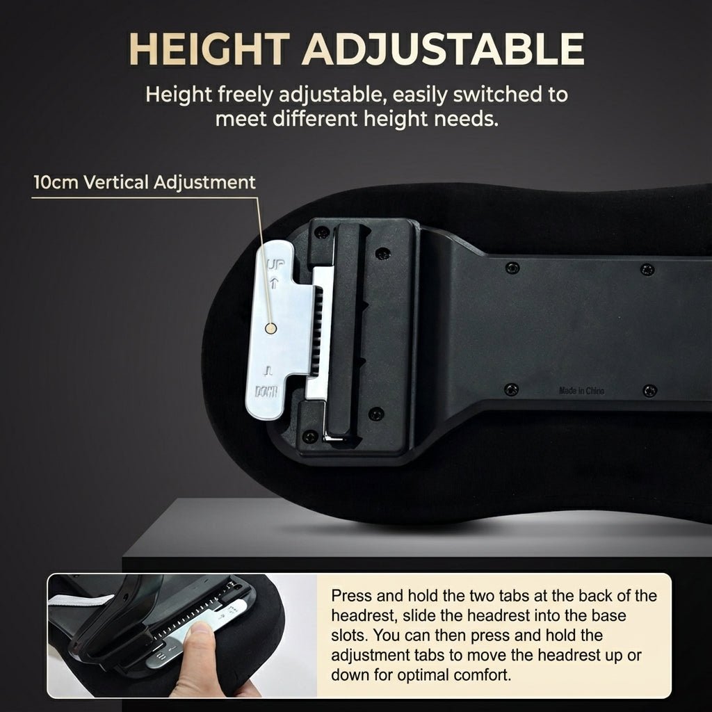 Adjustable SPA Memory Foam Headrest - 10cm Vertical Adjustment for Model 3/Y