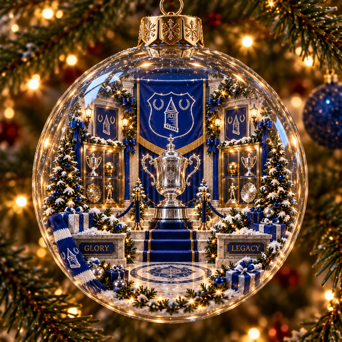 Nil Satis Nisi Optimum Light-Up Football Christmas Globe Ornament