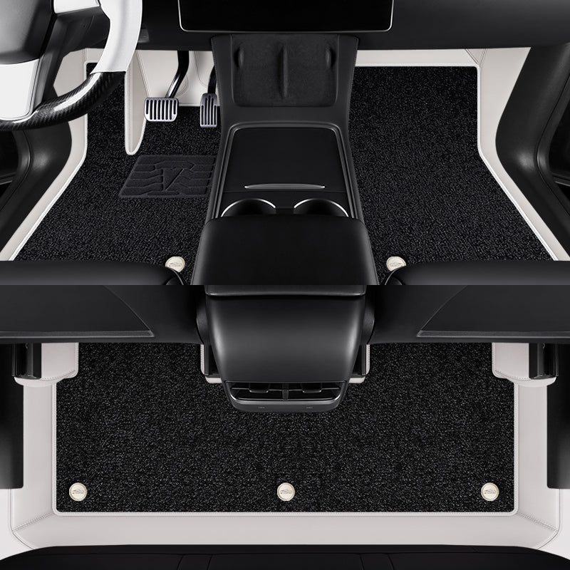 All-Round White Leather Floor Mats for Tesla Model 3 Highland / Y