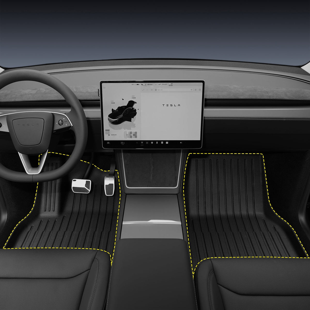Sikunuo All Weather 3D TPE Floor Mats for Model Y Standard (LHD)